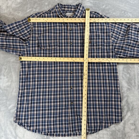 Carhartt Button Shirt Mens XL Blue Brown Plaid Cotton Outdoor Casual Work - Picture 4 of 8